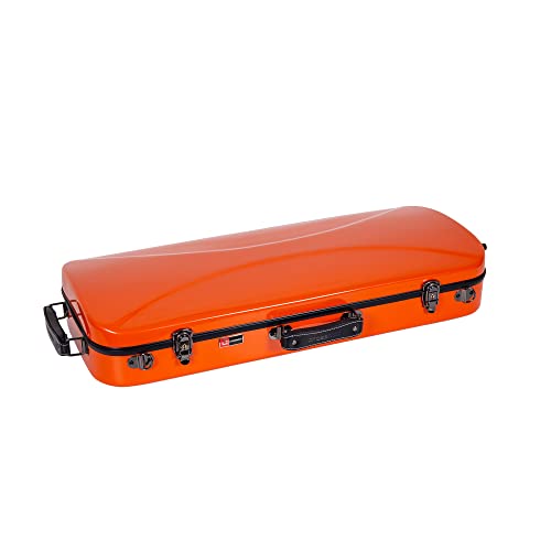 Crossrock Fiberglass Double Violin Case fits Two 4/4 Full-Size Violins- Includes TSA lock, Protective Blanket, Hygrometer, Removable Shoulder Straps- Orange (CRF2020DVOR) - Image 5