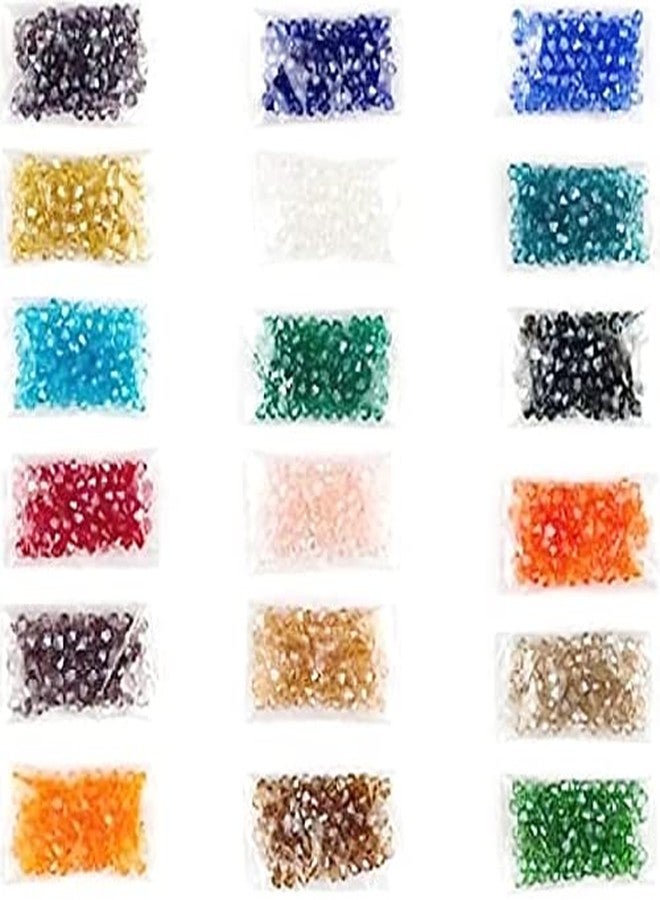 Aroos خرز زجاجي متعدد الألوان على شكل مخروط مزدوج ذو أوجه كريستالية مقاس 4 مم لصنع المجوهرات والأساور والقلائد والأقراط والتطريز والحرف اليدوية [1800 قطعة، 18 لونًا، 100 قطعة لكل لون] - Image 1