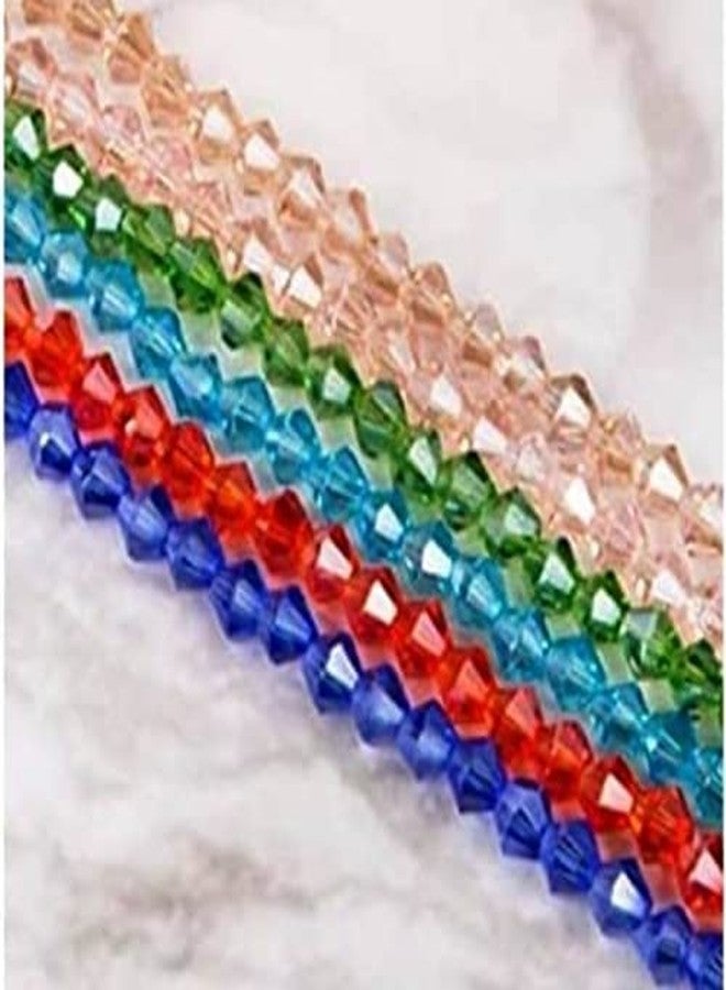 Aroos خرز زجاجي متعدد الألوان على شكل مخروط مزدوج ذو أوجه كريستالية مقاس 4 مم لصنع المجوهرات والأساور والقلائد والأقراط والتطريز والحرف اليدوية [1800 قطعة، 18 لونًا، 100 قطعة لكل لون] - Image 2
