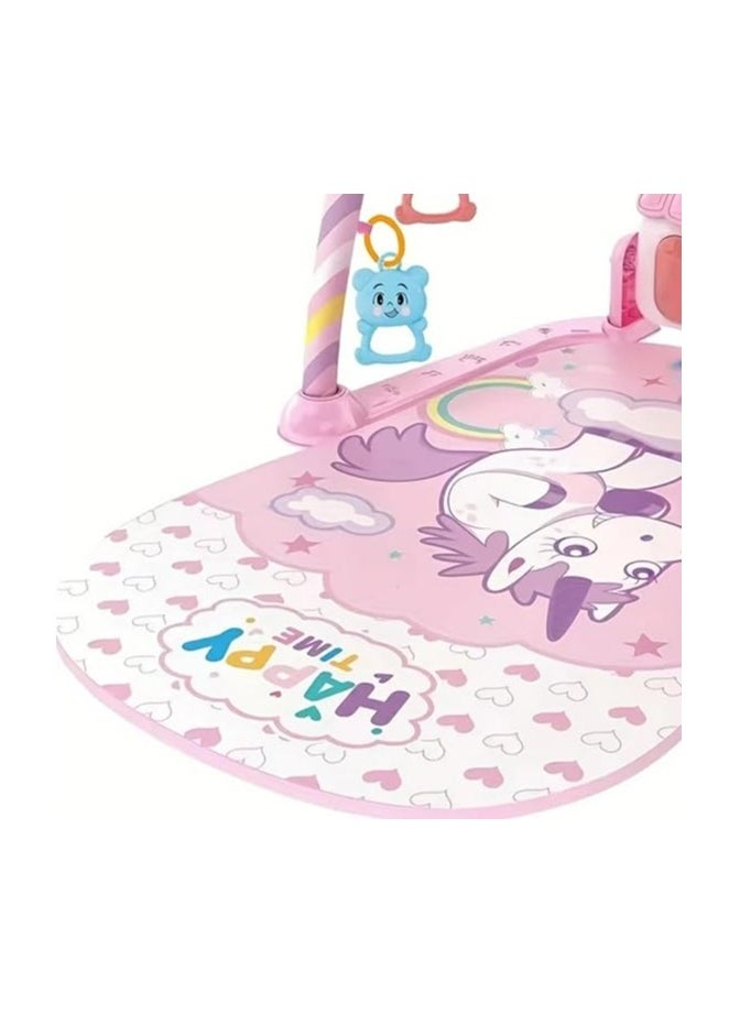 Generic - Fantastic-Kids-Toys Baby Play Mat, Fun Piano Play Mat for Tummy Time, Baby Activity Mat with 5 Educational Sensory Toys for Infants, Music and Lights, 0-9-12 Months Code-(A-21) (Pink) - Image 1