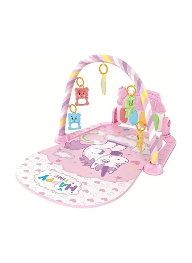 Generic - Fantastic-Kids-Toys Baby Play Mat, Fun Piano Play Mat for Tummy Time, Baby Activity Mat with 5 Educational Sensory Toys for Infants, Music and Lights, 0-9-12 Months Code-(A-21) (Pink) - Image 1