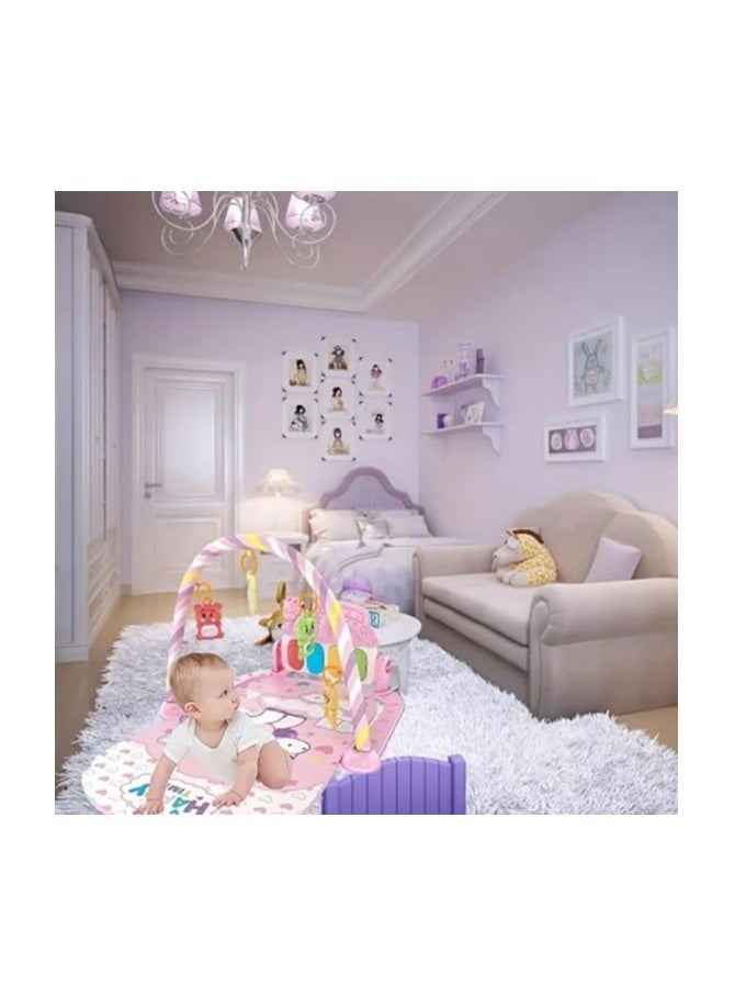 Generic - Fantastic-Kids-Toys Baby Play Mat, Fun Piano Play Mat for Tummy Time, Baby Activity Mat with 5 Educational Sensory Toys for Infants, Music and Lights, 0-9-12 Months Code-(A-21) (Pink) - Image 1