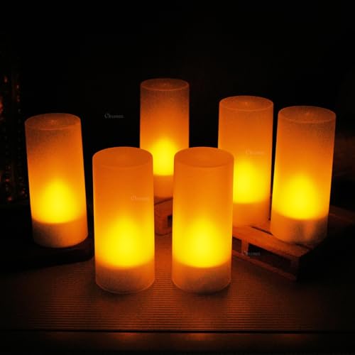 Chronos LED Rechargeable Flameless Tealight, Flickering Tealight Candles White Base with Charging Station (Pack of 6) - Image 5