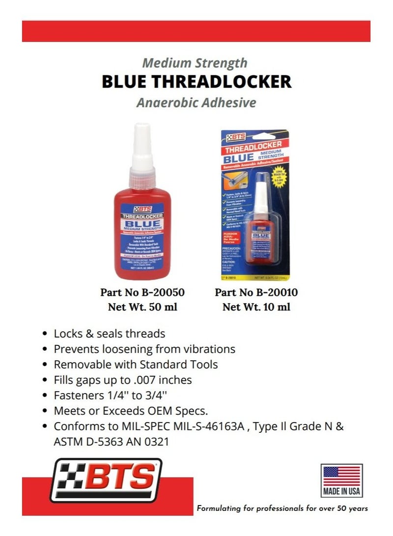 BTS Blue Threadlocker Anaerobic Adhesive10 Ml - Image 2