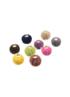 WYBOT 24pcs Faux Fur Pom Pom Balls Pendant Charms Pom Pom Charms DIY Jewelry Craft Making Accessory for Earring Necklace Bracelet Keychain 15mm (Khaki) 