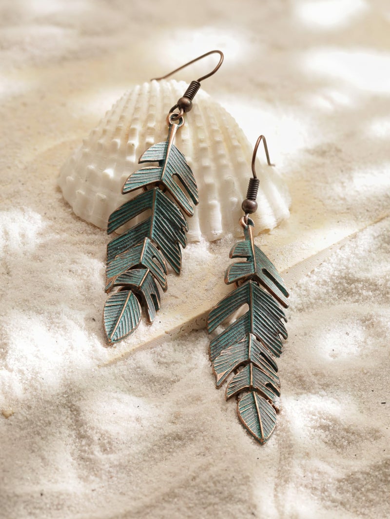 MINACHI Vintage Bohemian Retro Cascade Leaf Dangle Earrings, Boho Jewelry Gift for Women - Image 2
