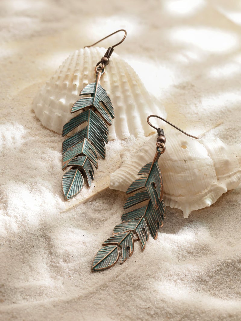 MINACHI Vintage Bohemian Retro Cascade Leaf Dangle Earrings, Boho Jewelry Gift for Women - Image 4