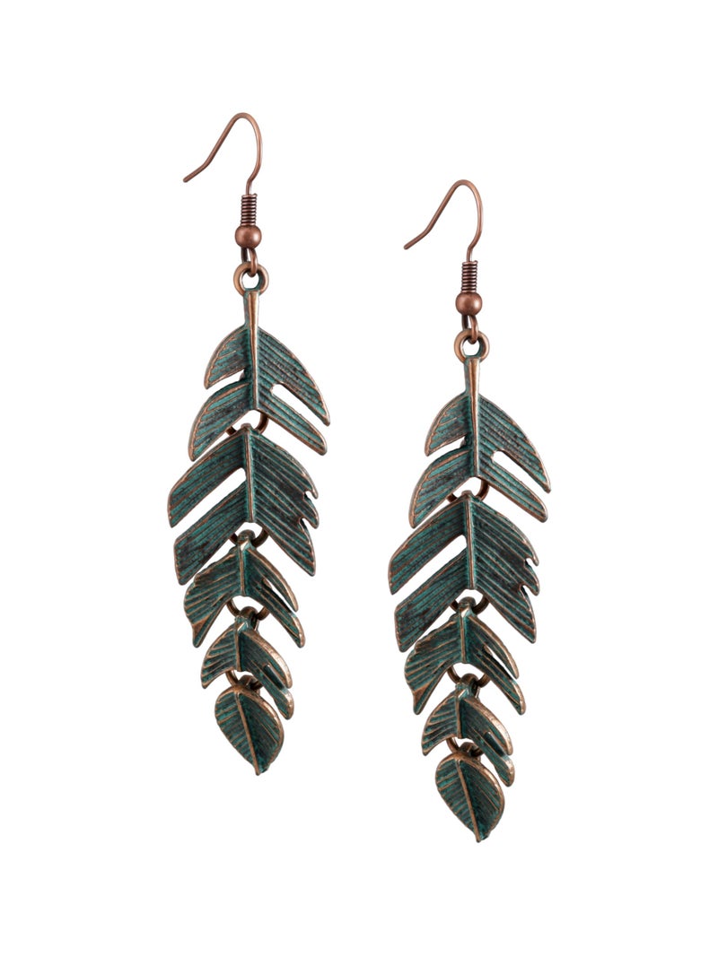 MINACHI Vintage Bohemian Retro Cascade Leaf Dangle Earrings, Boho Jewelry Gift for Women - Image 1