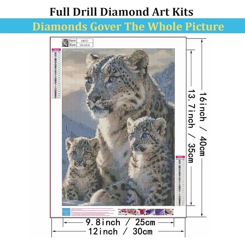 Mosaflare 5D Diamond Painting Kits for Adults, White Tigers Diamond Art for Beginners, DIY Full Round Drill Paint by Diamonds Dot Gem Art for Adults, Home Wall Decor 12x16 Inch - Image 5