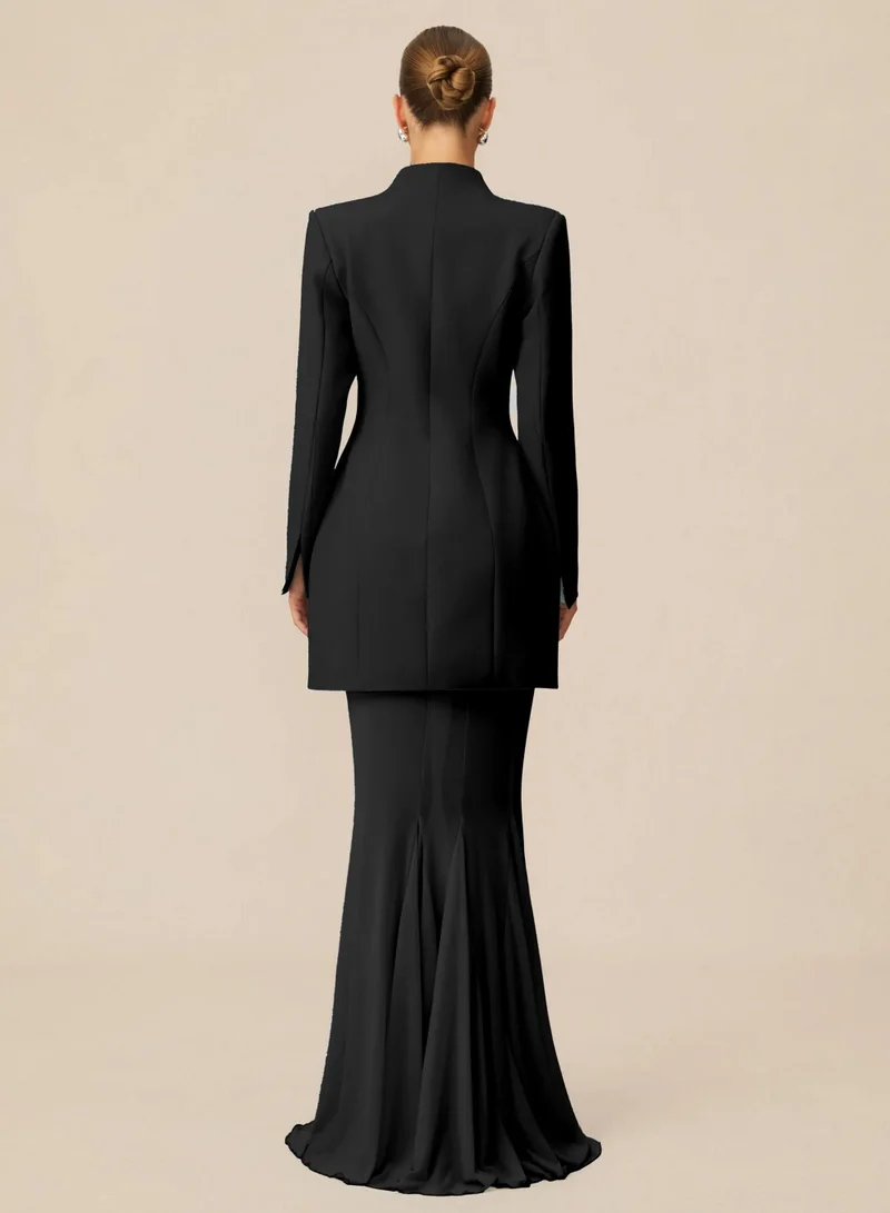 Sunfere Myra Asymmetric Tailored Blazer & Sheer Mesh Skirt Set