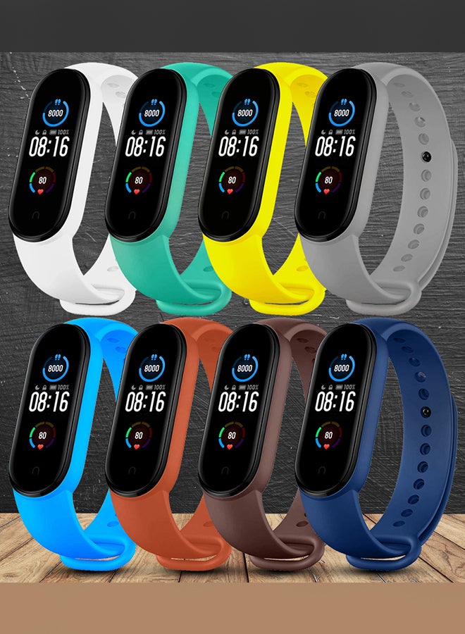 CATANES 8 Packs Xiaomi Band 5/6 Soft Silicone Strap Waterproof Replacement Wristband Strap Fashion Accessory Compatible for Xiaomi Smart Mi Band 5/Mi Band 6 Multicolour  - Image 2