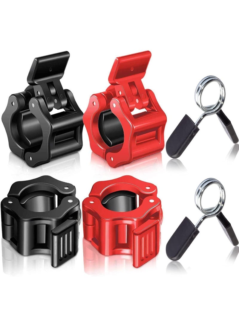 Relex 6PCS Barbell Clamps Set, 4 Pcs Barbell Clamps 2.5 cm Quick Release Dumbbell Lock Clips with 2 Pcs Exercise Barbell Spring Clips, Weight Clips for Weightlifting, Workout, Strength Training - Image 1