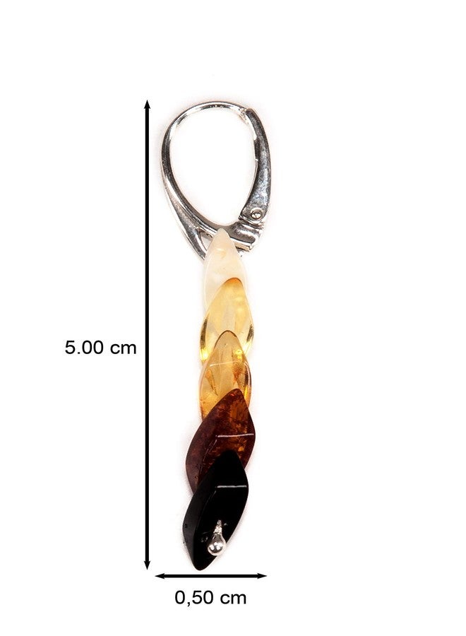AMBERAGE Baltic Amber Earrings - Handmade Genuine Amber Jewelry with Leverback Closure - Natural Gradient from Milky to Cherry Amber - Made in Lithuania with Certificate & Pouch - Image 3