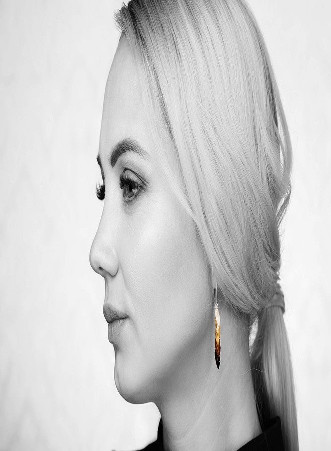 AMBERAGE Baltic Amber Earrings - Handmade Genuine Amber Jewelry with Leverback Closure - Natural Gradient from Milky to Cherry Amber - Made in Lithuania with Certificate & Pouch - Image 4