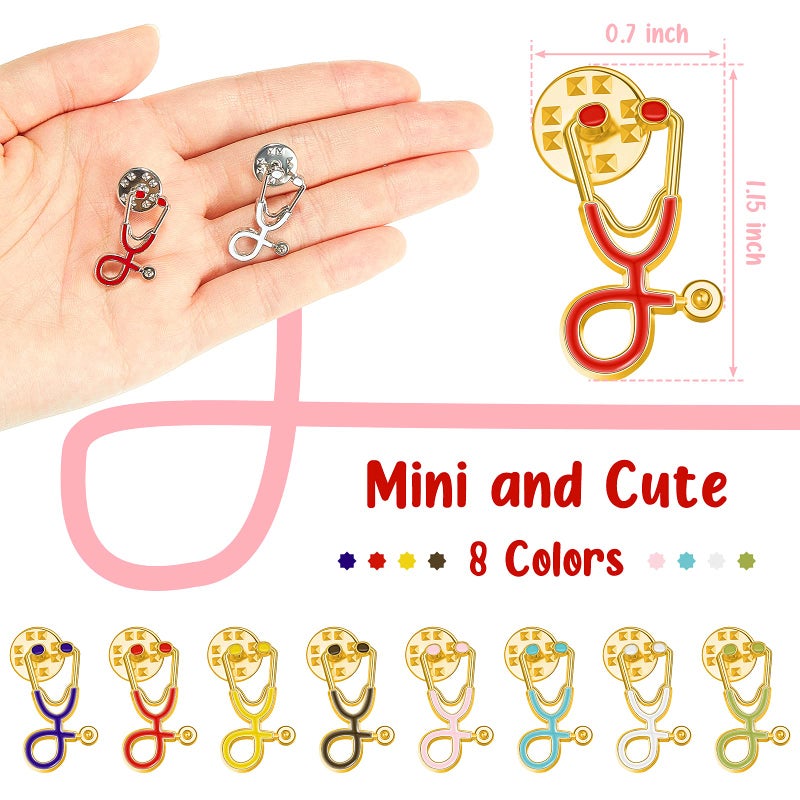 Mtlee Stethoscope Brooch Pins Nurse Week Gifts, Stethoscope Lapel Pin Clothing Bags Decoration Brooch for Girls Medical Students Doctor Nurse Graduation Presents, Assorted Colors (30 Pieces) - Image 2