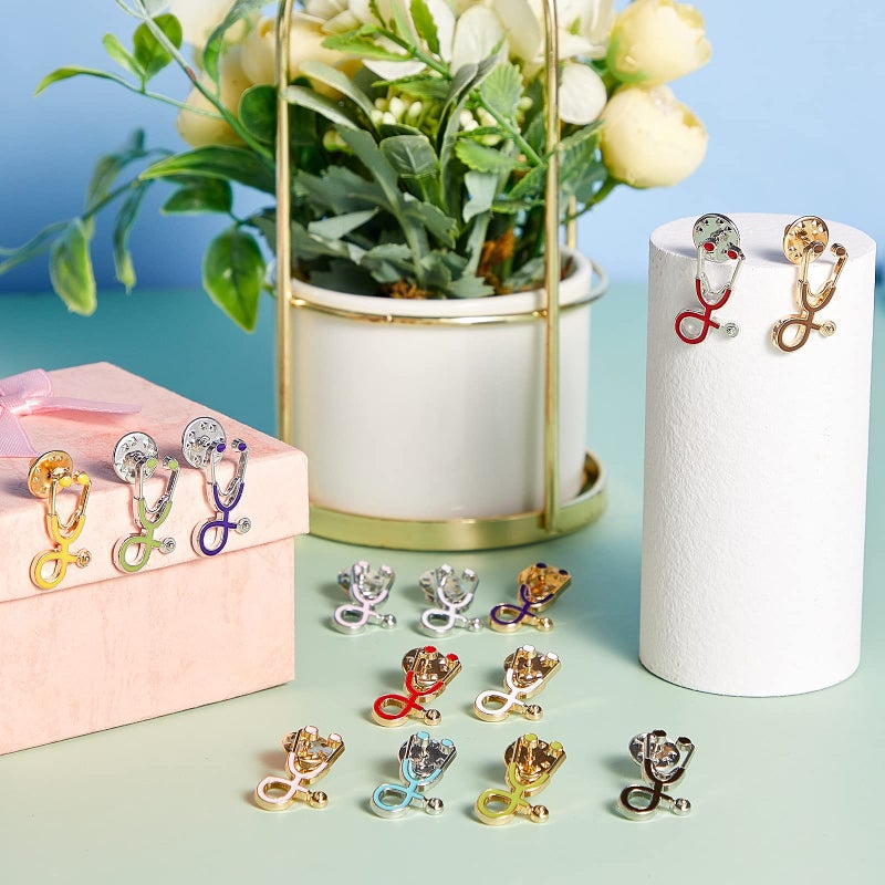 Mtlee Stethoscope Brooch Pins Nurse Week Gifts, Stethoscope Lapel Pin Clothing Bags Decoration Brooch for Girls Medical Students Doctor Nurse Graduation Presents, Assorted Colors (30 Pieces) - Image 3