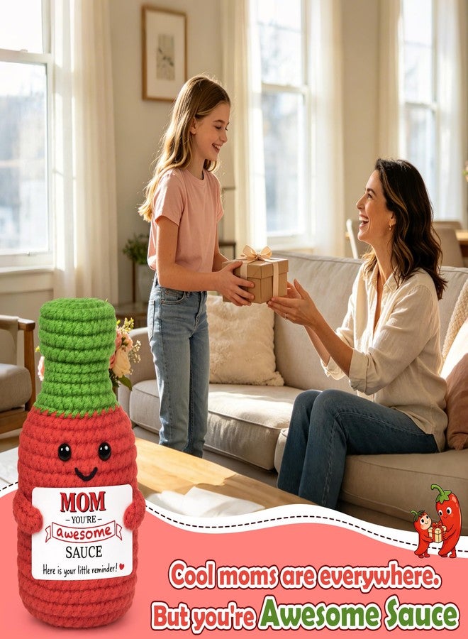 BVXFR Mom Birthday Gifts from Son Daughter, Christmas Best Mom Ever Gifts for New Moms Bonusmom Stepmom Mother in Law Handmade Crochet Hot Sauce Doll I Love You Mom's Gift for Mama Mommy - Image 5
