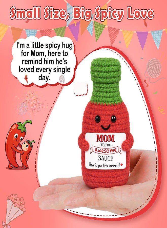 BVXFR Mom Birthday Gifts from Son Daughter, Christmas Best Mom Ever Gifts for New Moms Bonusmom Stepmom Mother in Law Handmade Crochet Hot Sauce Doll I Love You Mom's Gift for Mama Mommy - Image 2