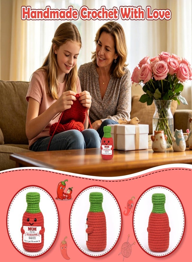 BVXFR Mom Birthday Gifts from Son Daughter, Christmas Best Mom Ever Gifts for New Moms Bonusmom Stepmom Mother in Law Handmade Crochet Hot Sauce Doll I Love You Mom's Gift for Mama Mommy - Image 4