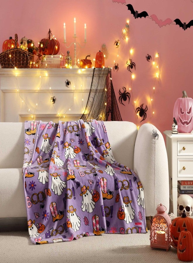 Betsey Johnson - Blanket, Buttery-Soft Throw Blanket for Couch or Bed, Boldly Plush & Oversized Bedding, Halloween Decor (Howdy Ghouls Purple, 50" x 70") - Image 1