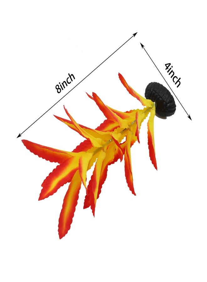DVHEY Silk Aquarium Plants for Betta Fish Tank, 2 Pcs 7.8 Inch Small Silk Aquarium Plant Aquatic Water Grass Decoration (Yellow-Red, 8 Inch) - Image 2