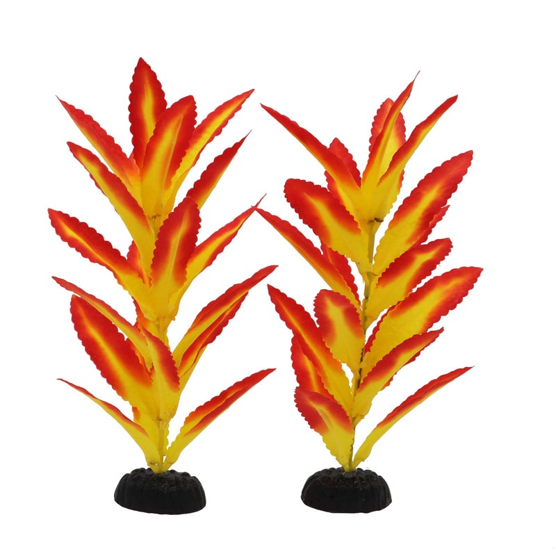 DVHEY Silk Aquarium Plants for Betta Fish Tank, 2 Pcs 7.8 Inch Small Silk Aquarium Plant Aquatic Water Grass Decoration (Yellow-Red, 8 Inch) - Image 1