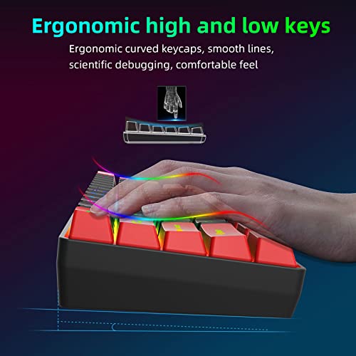 Snpurdiri 60% Wired Gaming Keyboard, Ultra-Compact RGB Backlit Small Gaming Keyboard for PC Computer Gamer (Red and Black) - Image 3