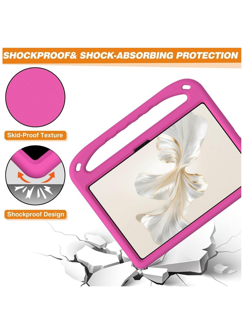 Case Compatible with Honor Pad 9 12.1 inch 2023 Released, Kids Friendly Lightweight EVA Shockproof Handle Stand Protective Cover for Honor Pad 9 (Rose Red)