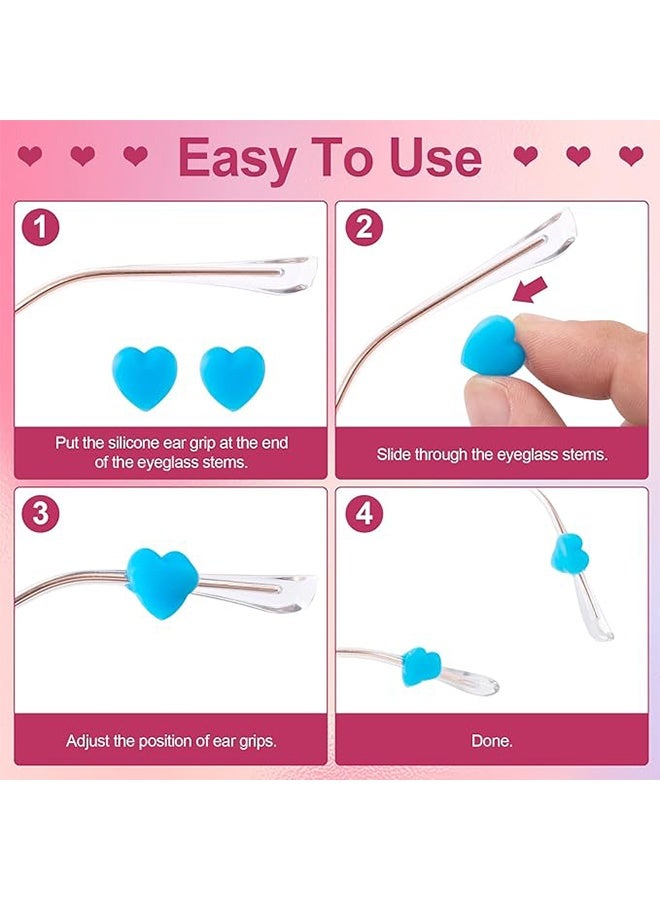 واي جيه نظارات قبضة الأذن القلب سيليكون التجنيب لينة الأذن حلقة المضادة للانزلاق قوس نظارات التوصيل 8 أزواج - Image 4