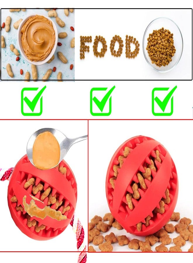 Engorgio Interactive Dog Chew Toys Crate Training Aids for Puppies, Puzzle Treat Dispenser with Rope Dogs Toy Ball Reduce Stress Anxiety Peanut Butter Dog Food Treat Dispenser Toys (Red) - Image 4