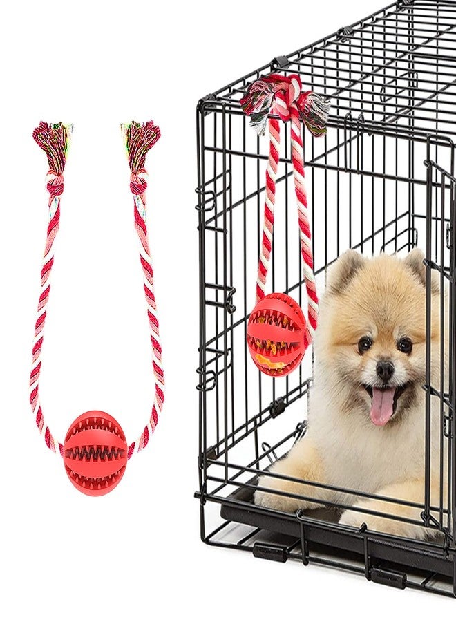 Engorgio Interactive Dog Chew Toys Crate Training Aids for Puppies, Puzzle Treat Dispenser with Rope Dogs Toy Ball Reduce Stress Anxiety Peanut Butter Dog Food Treat Dispenser Toys (Red) - Image 1