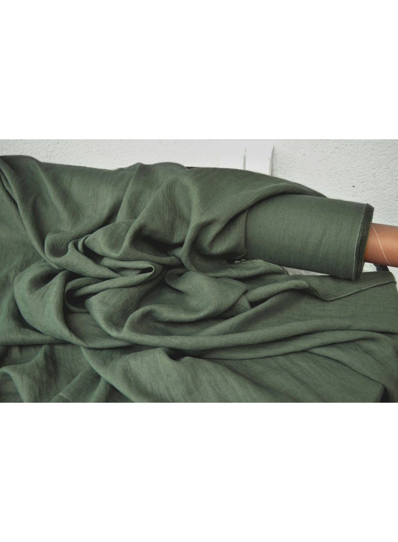 Linen Cotton Blend Fabric, Cut by The Yard for Dress, Blouse, Shirt, Craft and Embroidery - Sage