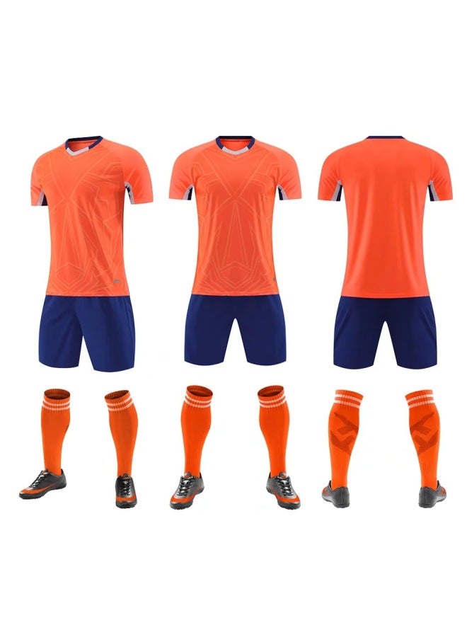 Qd-8016 Orange Short Sleeve Football Jersey - Image 1