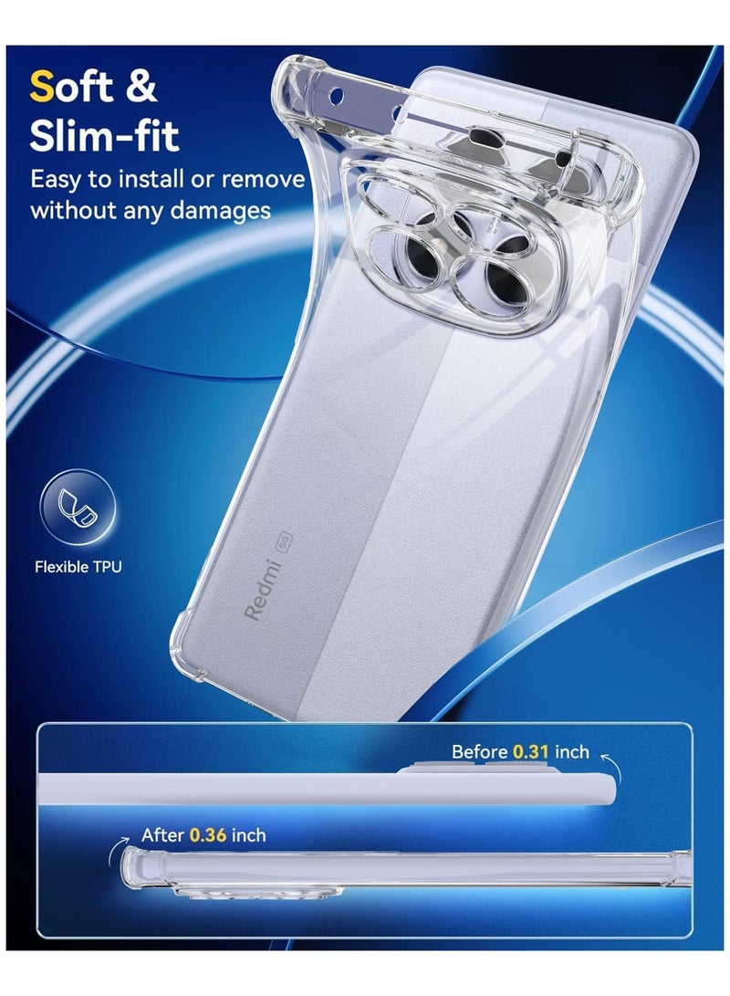 Redmi Note 14 Pro 5G Case Cover Soft Clear TPU Case Lightweight Shock Protective Cover with Camera Protection for Redmi Note 14 Pro 5G - Image 3