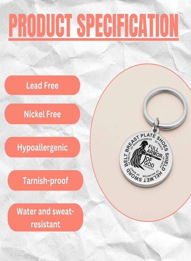 M Men Style Full Armor of God Keychain | Ephesians 6:11 Scripture Engraved Stainless Steel Keychain for Men & Women | Christian Faith Gift | Bible Verse Inspirational Keyring Skey2025862 - Image 4