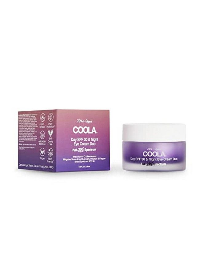 COOLA Organic Day And Night Eye Cream Face Moisturizer With Spf 30 Dermatologist Tested Face Sunscreen With Plantderived Bluescreen™ Digital Destress™ Technology 0.8 Fl Oz - Image 1