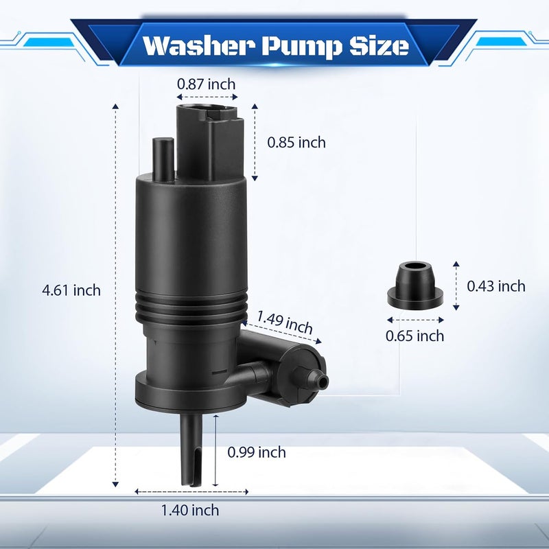 General purpose design Windshield Washer Pump w/Grommet, Replacement for Jeep Grand Cherokee Wrangler Commander Compass Patriot | Dodge Grand Caravan Durango Journey Nitro | Chrysler Town & Country Aspen, 05179153AC Budget friendly sizing alternatives - Image 4