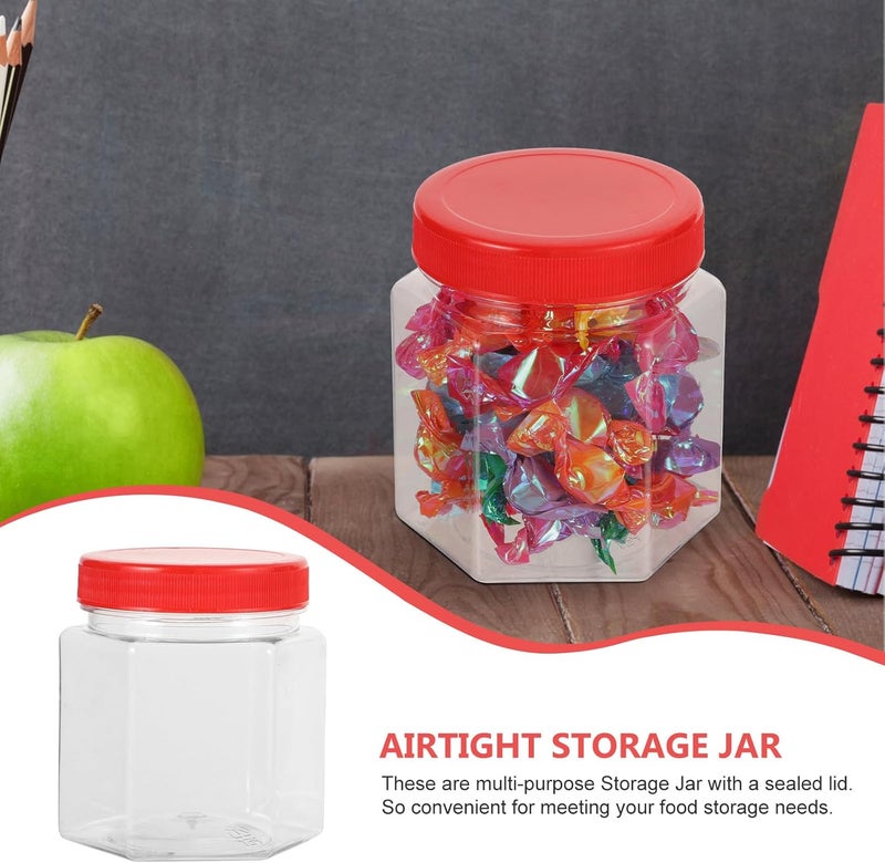 6pcs Plastic Airtight Food Storage Jars Set, 280ml and 300ml Hexagonal Dry Fruit Containers for Kitchen Pantry Organization and Home Grain Storage - Image 3