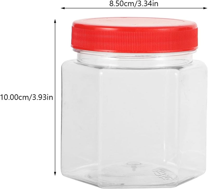 6pcs Plastic Airtight Food Storage Jars Set, 280ml and 300ml Hexagonal Dry Fruit Containers for Kitchen Pantry Organization and Home Grain Storage - Image 2