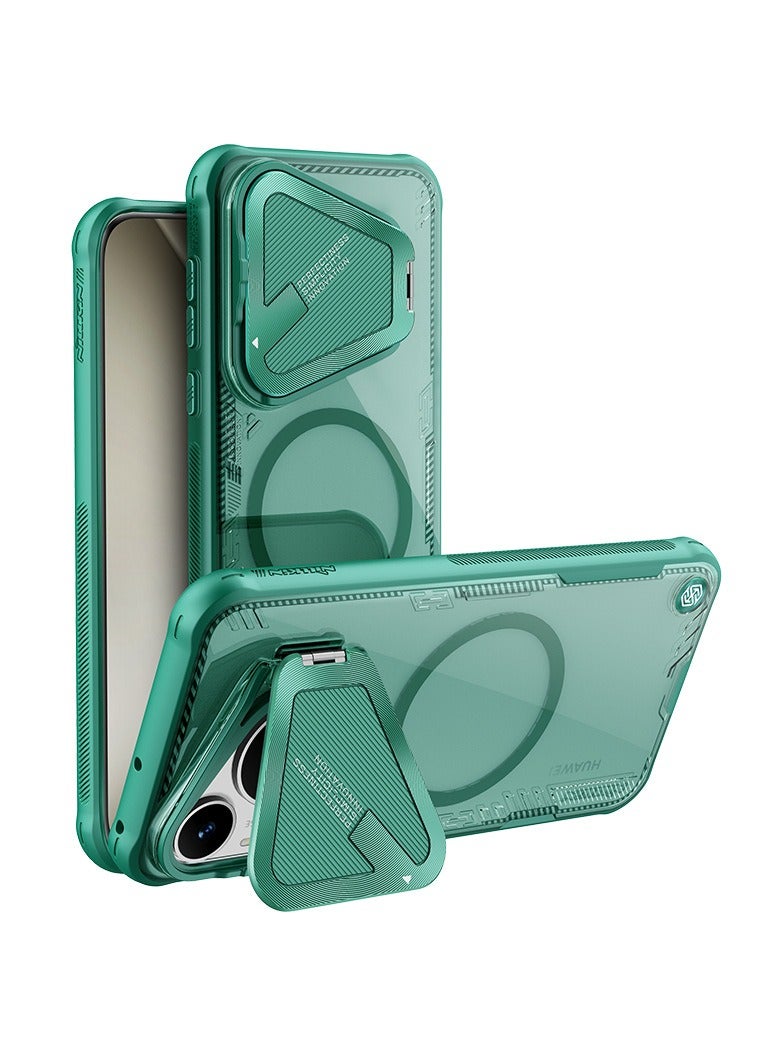 الحافظة المغناطيسية متوافقة مع هواوي Pura 70 Pro/70 Pro Plus، والحافظة الشفافة لحماية خصوصية عدسة الكاميرا والحامل المعدني المطوي المضاد للصدمات