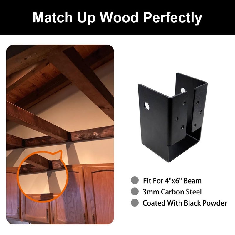 Lifgarfe 4""X6"" Concealed Joist Hanger Bracket Outdoor Accents Concealed-Flange Fit For 4""X6"" Beam Swing Handrail And Fence - Image 4