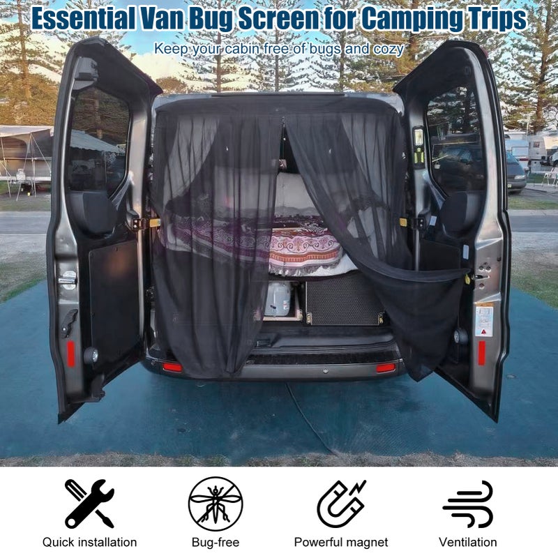 Van Bug Screen, Magnetic RV Rear Door Mosquito Net Replacement for Mercedes Benz Ford Motorhome - Image 4