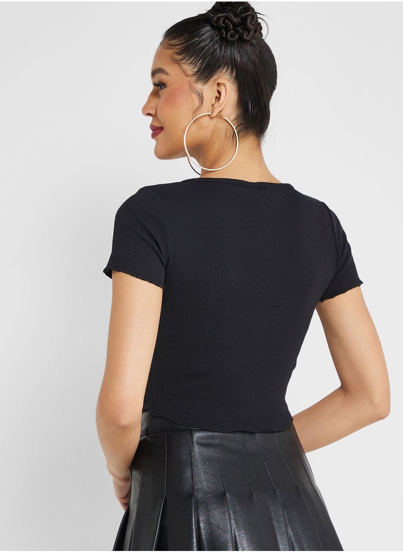 Ginger - Urban Minx Seam Detail Button T-Shirt - Image 1
