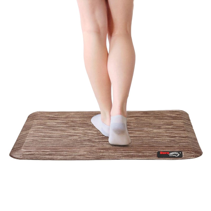 DURO COMFORT JUST RELAX Anti Fatigue Kitchen mats for Floor Home Office Standing Desk 2 cm Thick Non Slip Orthopedic Mat for Leg Pain Relief Daily Life Essentials Items 76x46x2 cm Wooden Brown