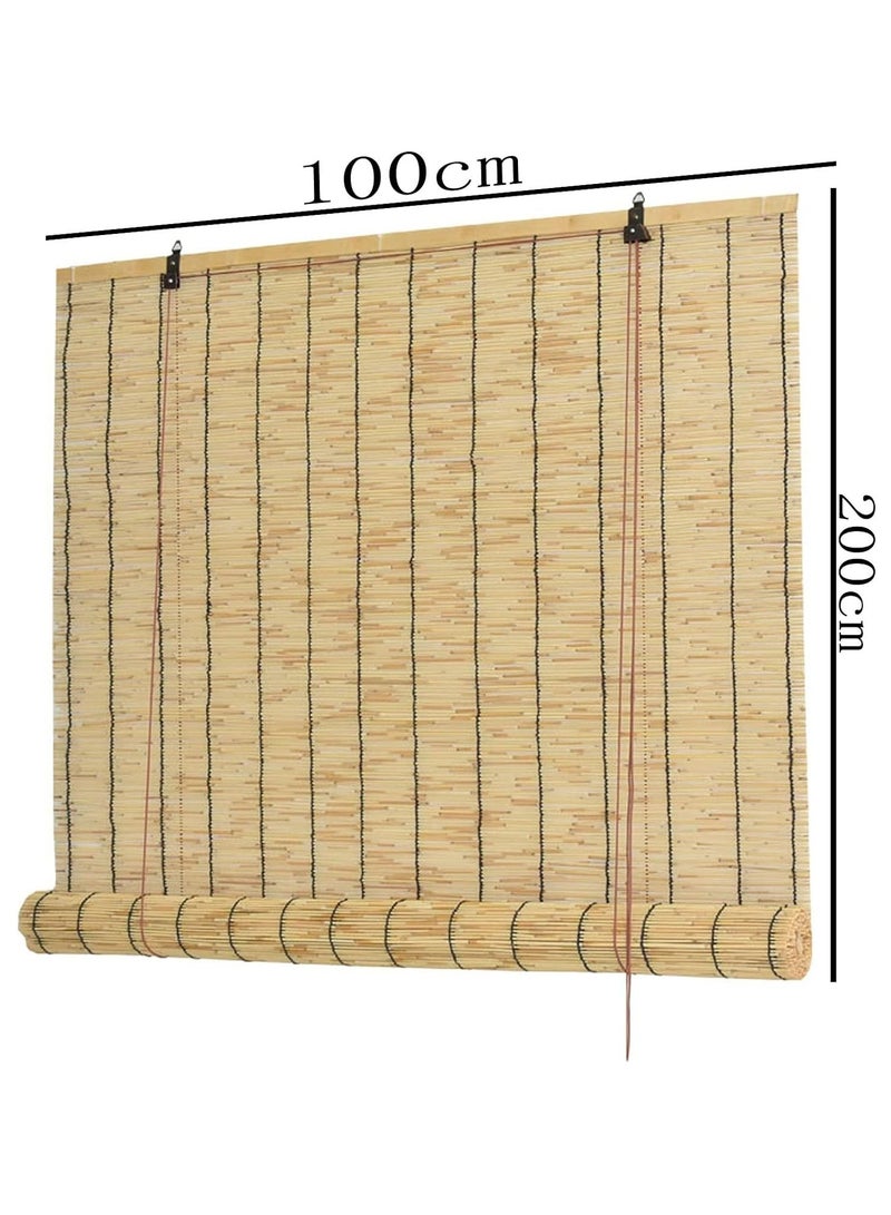 HOME TASTE Bamboo Roller Blinds - 100Cm And 120Cm Sizes | Outdoor And Indoor Window Blinds | Light Filtering Roll Up Curtain | Sun Shades Window Blinds (100Cm 1 Pieces With Roller Accessories)  - Image 2