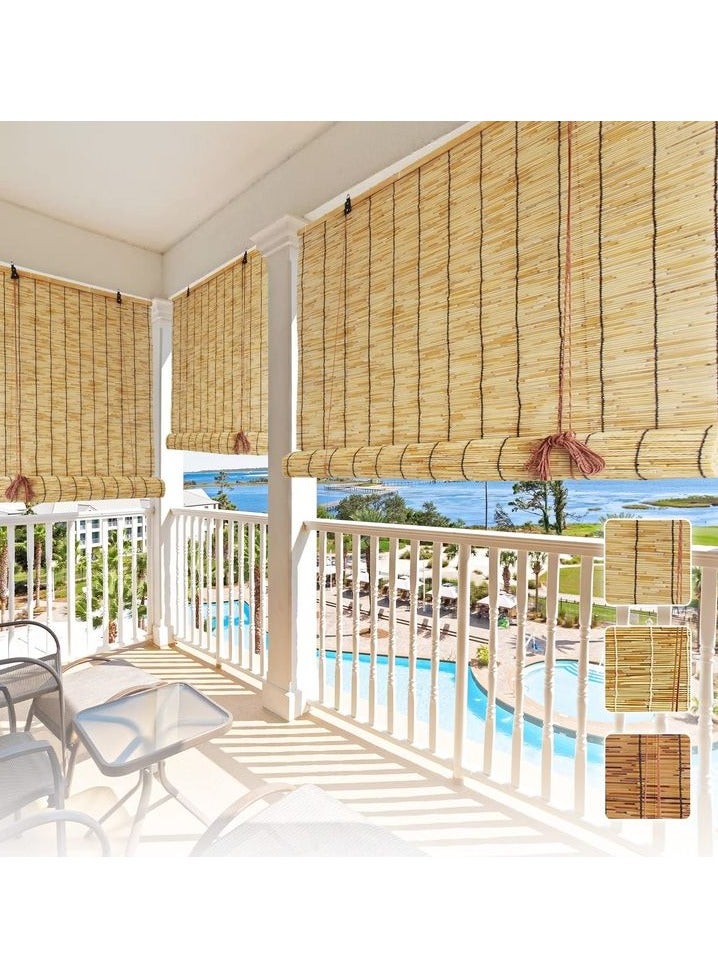 HOME TASTE Bamboo Roller Blinds - 100Cm And 120Cm Sizes | Outdoor And Indoor Window Blinds | Light Filtering Roll Up Curtain | Sun Shades Window Blinds (100Cm 1 Pieces With Roller Accessories)  - Image 4