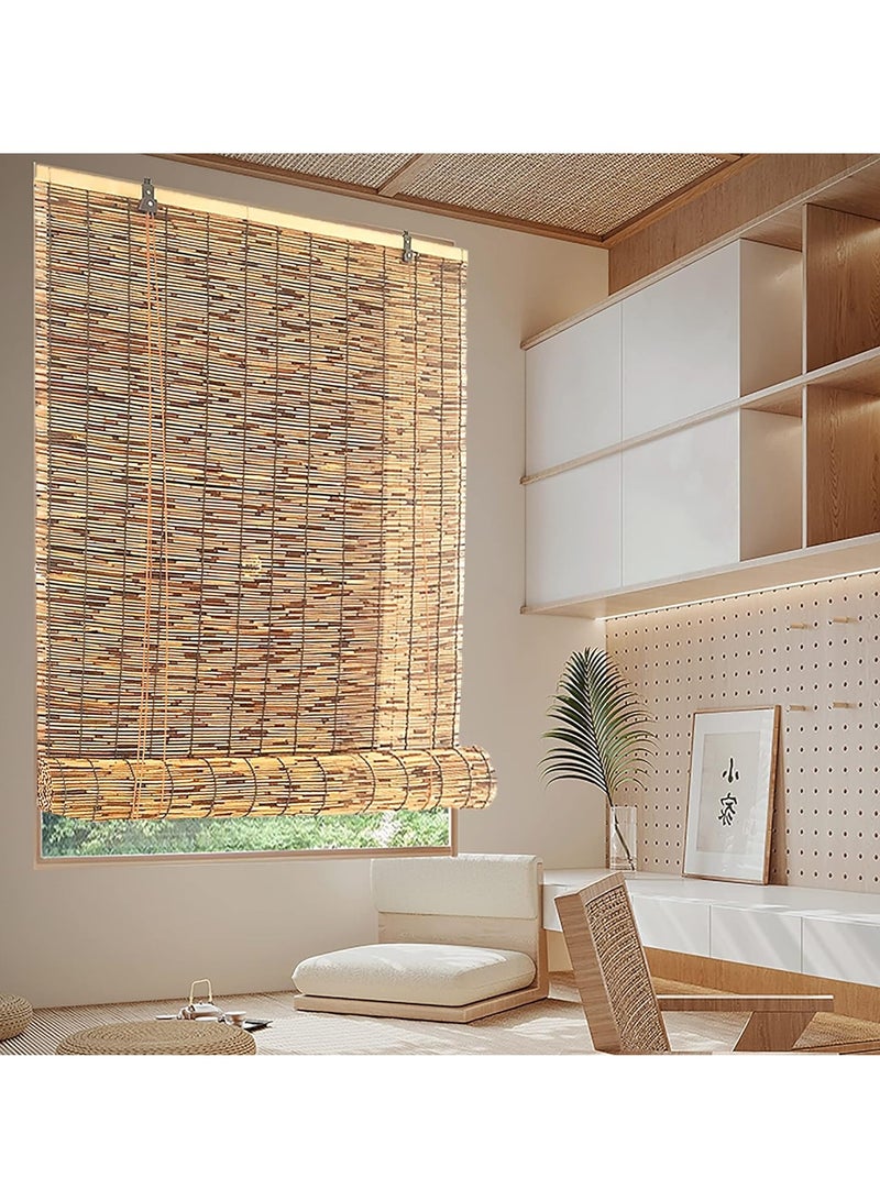 HOME TASTE Bamboo Roller Blinds - 100Cm And 120Cm Sizes | Outdoor And Indoor Window Blinds | Light Filtering Roll Up Curtain | Sun Shades Window Blinds (100Cm 1 Pieces With Roller Accessories)  - Image 5