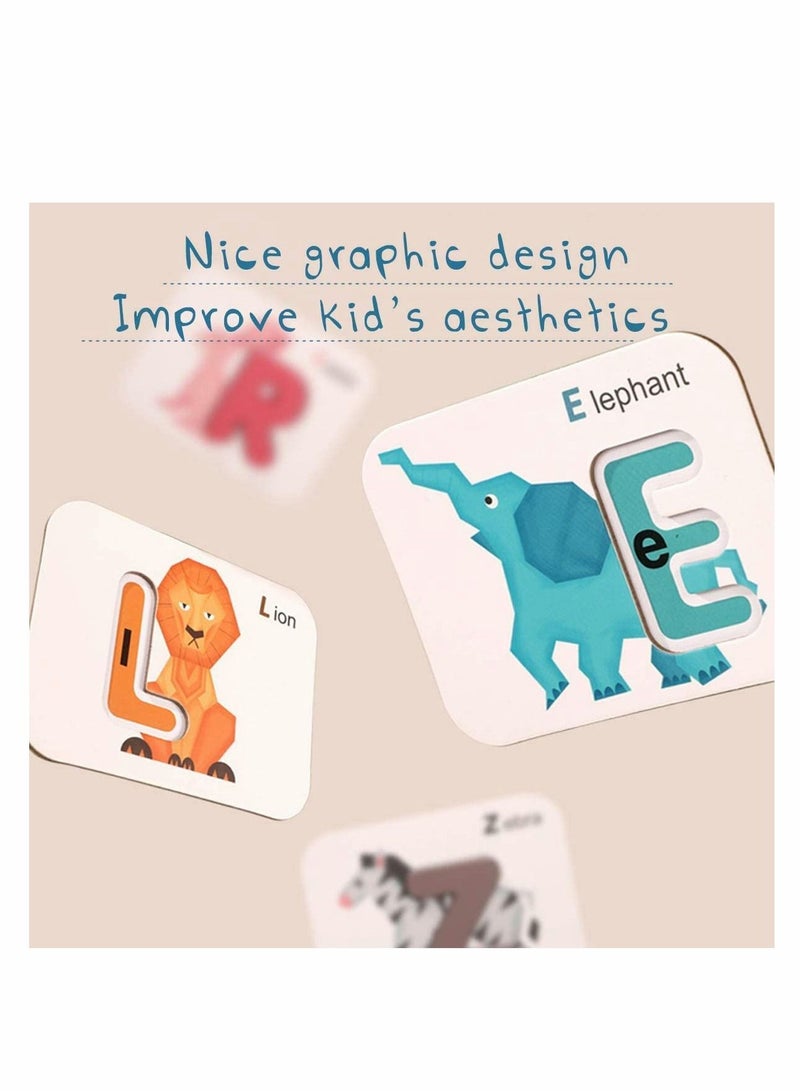 Learning Flash Card, Kid Alphabet Number Animal Matching with ABC Wooden Block, Preschool Game Montessori Toys Wooden, Puzzle Gift, Kids Early Education(46 pcs) - Image 3