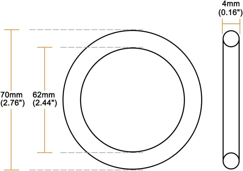 uxcell Nitrile Rubber O-Rings 70mm OD 62mm ID 4mm Width, Metric Sealing Gasket for Automotive Machine Plumbing, Pack of 10 - Image 3