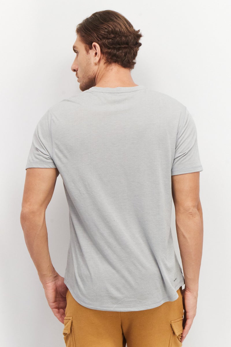 Layer 8 Men Sportswear Fit Short Sleeve Training Droptail T-Shirt, Light Grey - Image 4